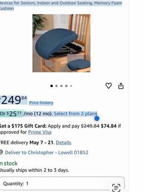 Compass uplift Memory Foam seat Cushion - Navy Blue